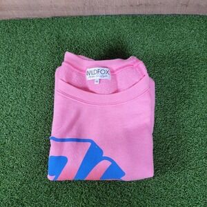 Wildfox‎ 76 Graphic Sweatshirt Pullover Crewneck Pink Blue Stripes Medium